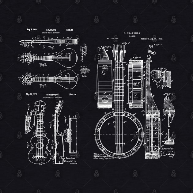 Stringed Musical Instruments - Banjo, Mandolin, Ukulele Patents by MadebyDesign